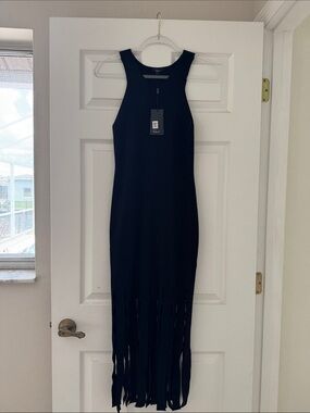 Rails Black Sleeveless Fringe Maxi Dress